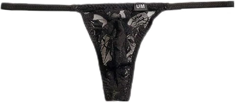 COMLIFE Men's Low Rise Lace Sexy Briefs Sheer Mesh Bikini Briefs T-Back G-string Underwear