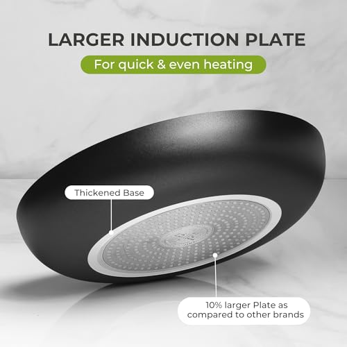Image of Tower Cerasure 22cm Ceramic Non-Stick Fry Pan /Skillet /Omelette Pan - Low-Oil Cooking, Quick & Even Heating, Gas & Induction Compatible, Soft-Touch Handle, 100% Toxin Free,1.5-Year Warranty