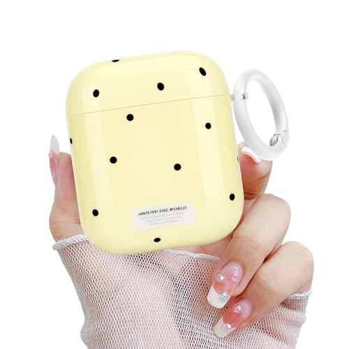 Newseego for AirPods 1 & 2 Generation Cute Polka Dot Pattern Case, Yellow