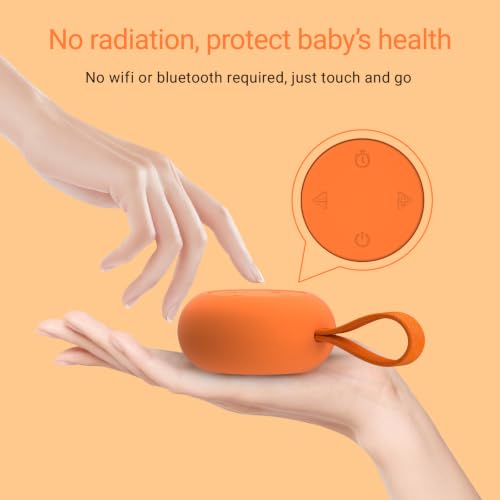 Image of Portable Baby Sound Machine [White Noise for Babies Kids Adults][Timer Function][20 Soothing Sounds] 15 Hours Battery Life, Travel,Registry Gift,Shower,Clips on Baby Stroller.Orange