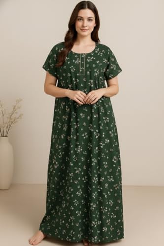 Image of Bahumaan Pure Cotton Nighty for Woman | Floral Gown for Women Nightwear with Pocket | Cotton Nighty for Women Stylish | Maxi for Women Cotton