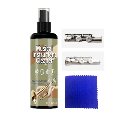 Trumpet Care Kit - 120ML Flute Saxophone Care Liquid - with Towel Trombone Cleaning Spray - for Brass Metal Copper Musicians