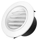 iPower 4 Inch ABS Round Air Soffit Vents Louver Grille Cover with Built-in Screen Mesh for Home Bathroom Office Kitchen Ventilation, 1-Pack, White