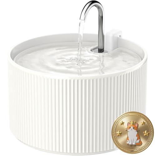 Kenepet Ceramic Cat Water Fountain, 2.2L/74oz Automatic Pet Water Fountain, Cat Dispenser Ideal for Cats, Dogs and Multiple Pets