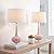 JONATHAN Y JYL1079A-SET2 Set of 2 Table Lamps Bette 28.5" Glass Teardrop LED Table Lamp Contemporary Bedside Desk Nightstand Lamp for Bedroom Living Room Office College Bookcase, Pink