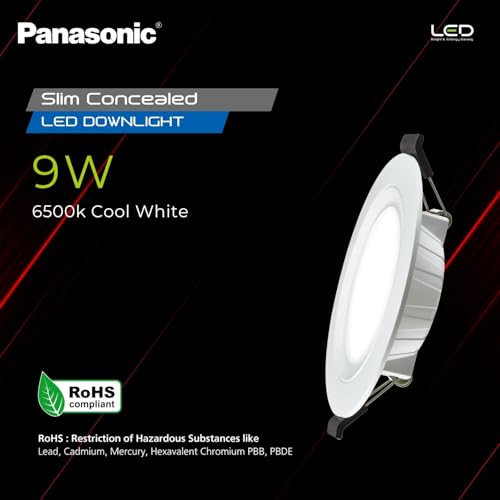 Image of Panasonic 9 Watt LED Concealed Downlighter, LED Recessed Downlight, 85mm Cut Out, BIS & ROHS Certified, 4KV Surge Protection, Cool White Light (PDLM34097-10), Polycarbonate