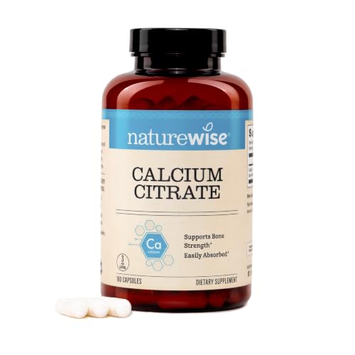NatureWise Calcium Citrate 500mg Capsules - Supplement for Bone Health - Easy to Digest & Absorb - Vegan Non-GMO Gluten-Free - 180 Count[60-Day Supply]