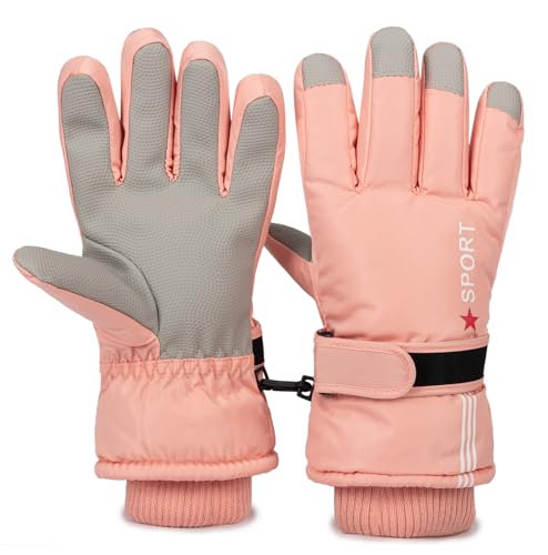 Kids Winter Ski Snow Gloves - Waterproof Snowboard Mittens for Boys Girls