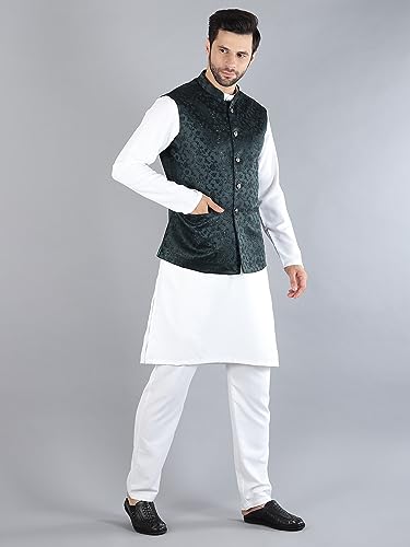 Image of Uri and MacKenzie Men's Silk Blend Kurta Pajama with Designer Ethnic Nehru Jacket /Modi Jacket