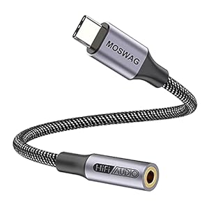 USB Type C naar 3,5 mm hoofdtelefoonaansluiting, MOSWAG-audioadapter USB C naar Aux-sleutelkabel voor Samsung Galaxy S21 S20 Ultra S20 + Note 20 10 S10 S9 Plus, Pixel 4 3 2 XL