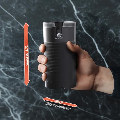 SUPERLEX Electric Coffee Grinder Portable 150W, Coffee Bean Grinder with SUS304 Stainless Steel Blades, 70g Capacity, Compact Design for Coffee Beans, Spices & Nuts - Easy to Clean with Safety Lock - Image 6