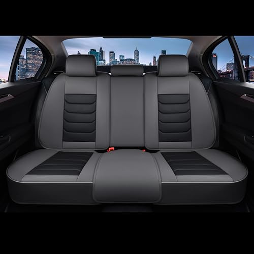 Image of FLORICH Car Seat Covers, Leather Seat Covers, Waterproof Car Seat Protector, Auto Driver Seat Covers Accessories Fit for Most SUV Trucks(Gray&Black, Full Set)