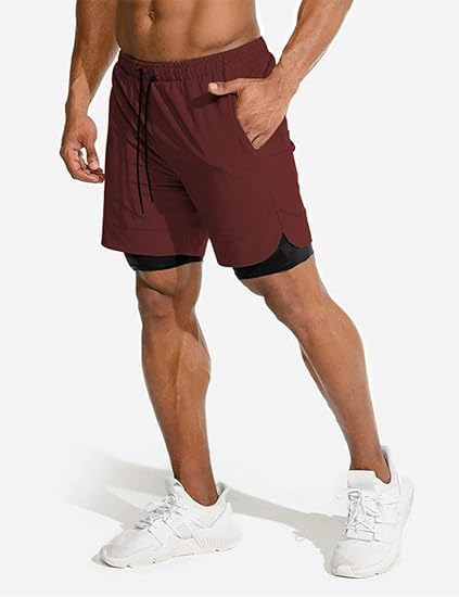 COOFANDY Men's 3 Pack Running Shorts 2 in 1 Workout Shorts Quick Dry Gym Training Athletic Jogger with Phone Pockets