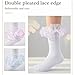 QHANSHIEE Girls Ruffle Socks Toddler Double Lace Frilly Socks Turn Cuff Ruffle Dress Socks Pageant Sock for Little Girl Kids