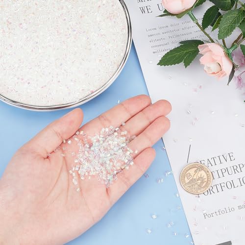 OLYCRAFT 60g White Iridescent Crispy Bingsu Beads 3mm Straw Tube Beads Glitter Plastic Beaded Assortment Lightweight Bingsu Bead for Crunchy DIY Craft Supplies - Image 3