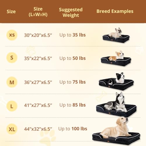 Image of EGOHOME Orthopedic Extra Large Dog Bed with Gel Memory Foam Black 44x32x6.5 | Dog Couch Waterproof Pet Sofa with Removable Washable Cover, Non-Slip Bottom,Indoor & Road Trip, CertiPUR-US PetsBed