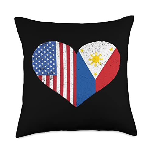 Filipino USA Flag Gifts American Filipino Heritage USA Philippines Flag Pinoy Pride Throw Pillow, 18x18, Multicolor