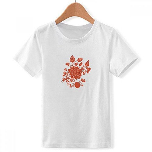 T-Shirt Garçon Fleur Rouge Ras du Cou pour les Journées d'École et de Loisirs
