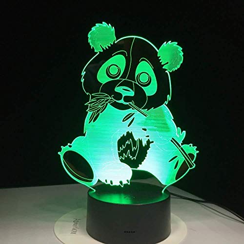 Preisvergleich Produktbild 3D Optische Illusion LED Nachtlicht USB nightlampe Panda essen Bambus