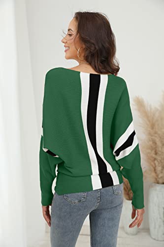 Image of FULIER Women Oversized Boat Neck Batwing Sleeves Dolman Knitted Sweaters Lightweight Pullovers Tops One Size