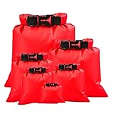 6 Stück wasserdichte Taschen Leichte Trockensäcke Tragbares Wassersportgeschäft Schwimmzubehör Raftingzubehör, rot