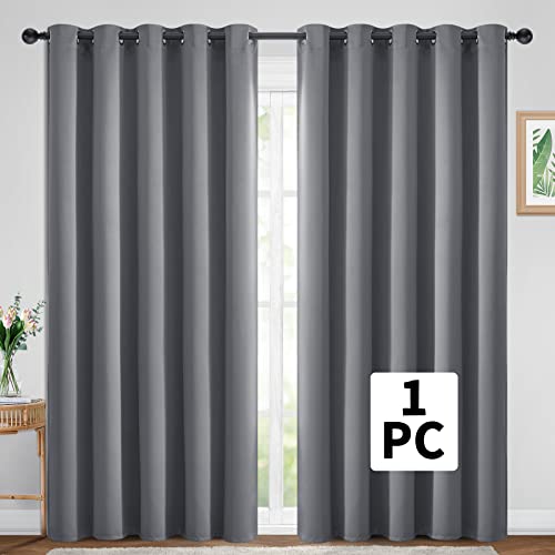 Yakamok Wide Thermal Blackout Patio Door Curtain Panel, Sliding Door Insulated Grommet Curtains, Extra Wide Curtains for Sliding Glass Door, Grey, W70 x L84, 1 Panel