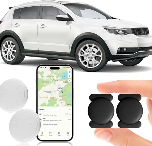 Image of Hidden GPS Tracking Devices, 2PCS Real Time GPS Tracker Work with Find My (iOS Only), Hidden Car GPS Tracker with Magnetic Waterproof Case, No Monthly Fee Car Tracker, Black