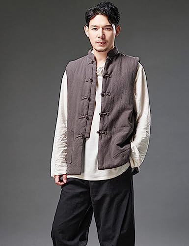 Ystylee Men's Winter Warm Outdoor Padded Vest Thick Quilted Chinese Tang Suit Sleeveless Jacket Outwear4