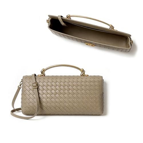 Image of BaiYouDa Evening Woven Clutch Purse Women Trendy Casual Satchel Handbag Vegan Leather Shoulder Bags