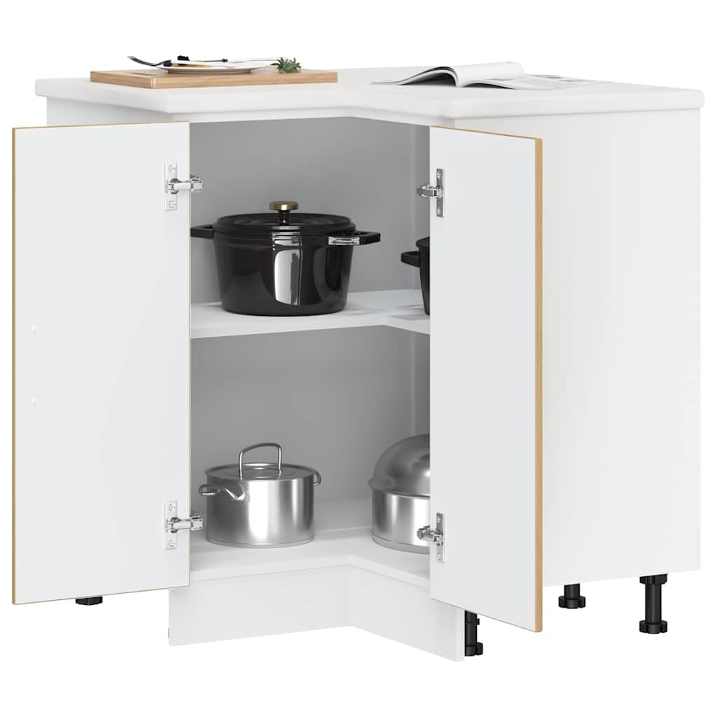 Lucca Artisan - Mobiletto angolare da cucina in legno di quercia Artisan, con piedini regolabili, molto spazio per stoviglie, pentole e utensili da cucina, adatto per credenza, credenza