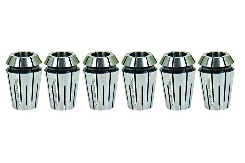 Tegara ER20 1/8, 3/16, 1/4, 5/16, 3/8, 1/2 in Steel Sealed Coolant Collet 6 pc Set 202-6618-6619-6621-6622-6624-6627 P[