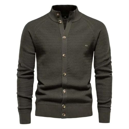 Men Button Cardigan Sweater Casual Stand Collar Long Sleeve Knitted Pullover Knitwear2
