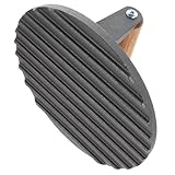 Kisangel Prensa de Hamburguesas de Hierro Fundido Redonda 17.5×7 CM Mango Ergonómico de Madera, Herramienta para Asar y Molde para Sándwiches en Parrilla y Cocina al Aire Libre