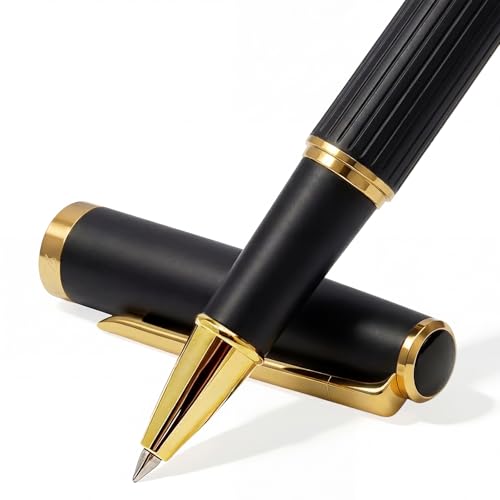 Stylo à bille vert or texturé anti fatigue pour une écriture noire nette