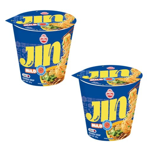 Image of OTOKI Jin Ramen Korean Style Instant Cup Noodles Mild Flavor 65g Each, Pack of 2 Combo | Veg & Authentic Korean Ramen Noodle | The Product of Korea