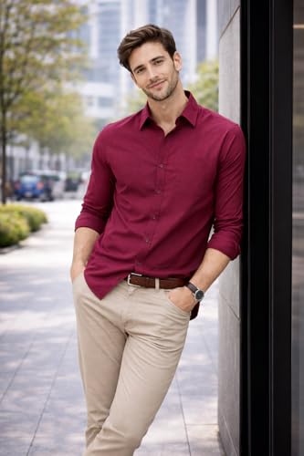 Image of Tagas Men's Shirt|Men's Everday Regular Fit Solid Shirt | Cotton Rich |Men's Washed Cotton Twill Casual Shirt - Regular Fit|(Available in Plus Sizes)