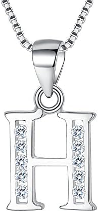 Clearine Initial Necklace Women 925 Sterling Silver Cubic Zirconia 26 Letters Alphabet Personalized Charm Pendant Necklace Birthday Christmas Gift for Girls