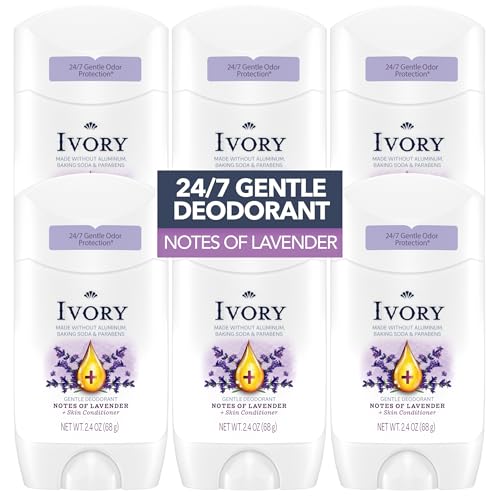 Ivory Aluminum Free Deodorant, Hint of Lavender, 24hr Gentle Deodorant, Dermatologist Tested, Baking
