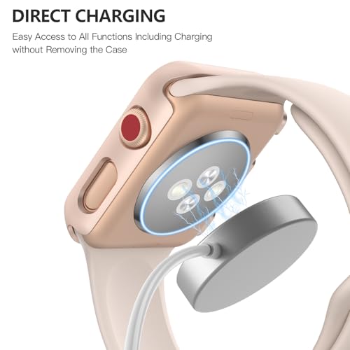Image of Misxi Case with Screen Protector for 42mm Apple Watch Series 3 /2 | 2-Pack Cover with Tempered Glass for 3 /2, Scratch Resistant Sensitive Touch, 1 Rose Gold + 1 Transparent