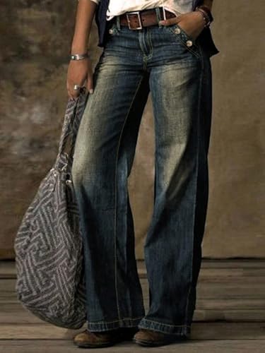 Straight Leg Jeans,Urban Fashion Denim Jeans for Women Relaxed fit Fashion Bottoms Vintage Trendy Pants2