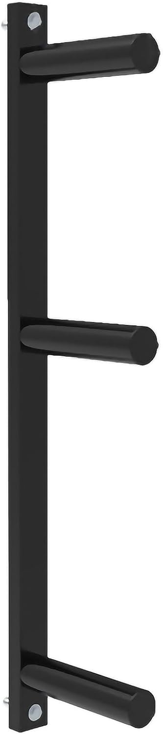 2-Layer Wall-Mounted Steel Weight Plate Storage Rack for 2-Inch Olympic Plates - Space-Saving Design for Garage & Home Gym - Heavy Duty Black Holder