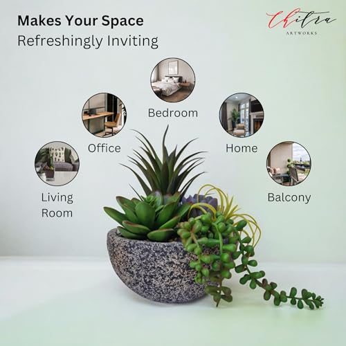 Image of Art Works Chitra Art Works Artificial Plants with Pot | Realistic Faux Greenery, No Maintenance, Durable Plastic | Home & Office Decor, Indoor Use | 18x15cm (Pack of 1)