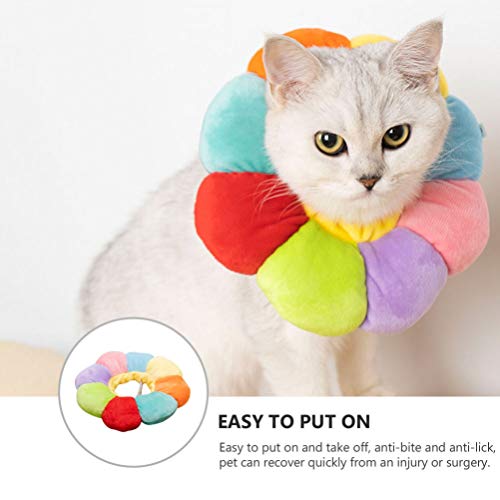 POPETPOP Gato Gola de Algodão Girassol Pescoço Cone de Recuperação Após A Cirurgia Ajustável Pet Cic