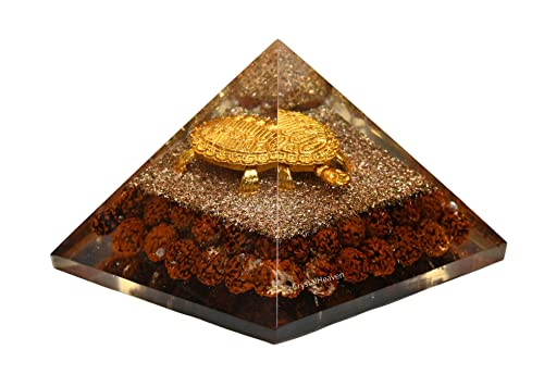 Image of Crystal Heaven Rudraksha Pyramid With Turtle-Orgone Pyramid For Positive Energy,Vastu,Reiki And Chakra Healing