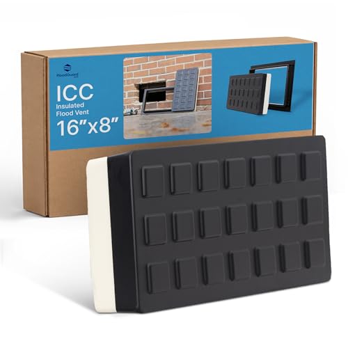 FloodGuard Vents ICC Insulated Flood Vent 168 Sealed Design ICC-ES Certified FEMA & NFIP Compliant Automatic Foundation Flood Vent for Crawl Space Covers Up to 300 Sq Ft UV-Treated ABS Black