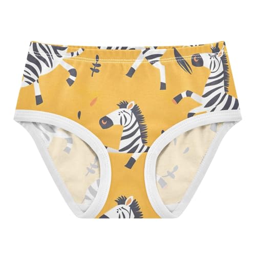Girls Panties, Zebra Yellow Toddler Panties, Girls Underwear Cotton, 2T–8 Years