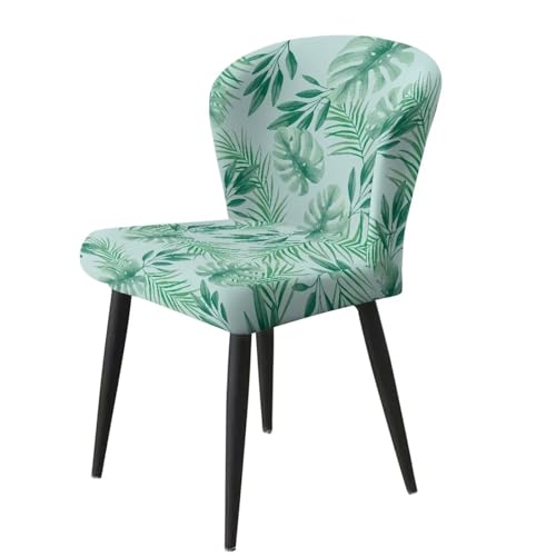 Image of Green Leaf Bar Stool Covers Seat Covers for Dining Room Chairs Set of 4,Stretch Chair Seat Slipcovers Protector Removable and Washable Kitchen Dining Chair Covers