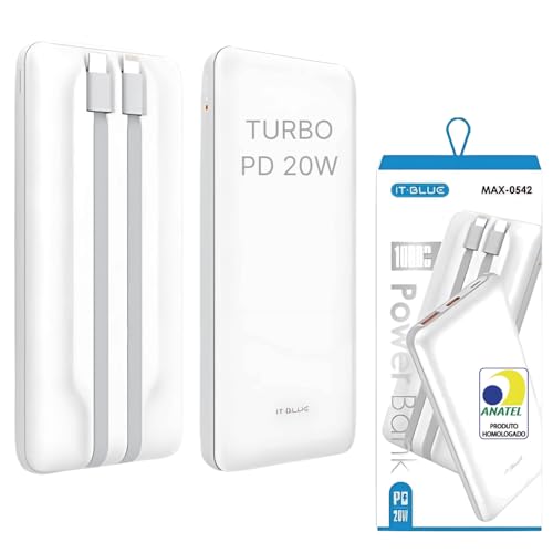 Power Bank Turbo Carregador Portátil Universal 10000mAh PD 20W Co...