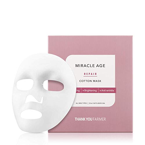 THANKYOU FARMER Nourishing & Anti-Aging Miracle Age Repair Cotton Mask (Box of 5) - Face Masks Skincare | Face Mask Skin Care | Facial Mask | Korean Face Mask | Sheet Mask | Facial Masks