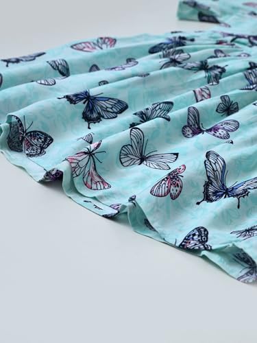 Image of mini mama by Bella Moda Butterfly Sleeve Front Pearl Work with All Over Print (Sky Blue, 12-18M)